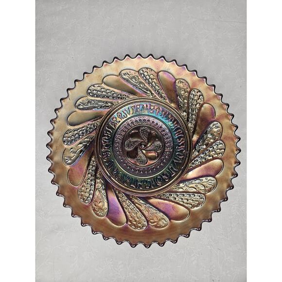 Antique Amethyst Blue Dugan Carnival Glass Round-Up Pattern Plate 1910-1912 - Picture 1 of 8